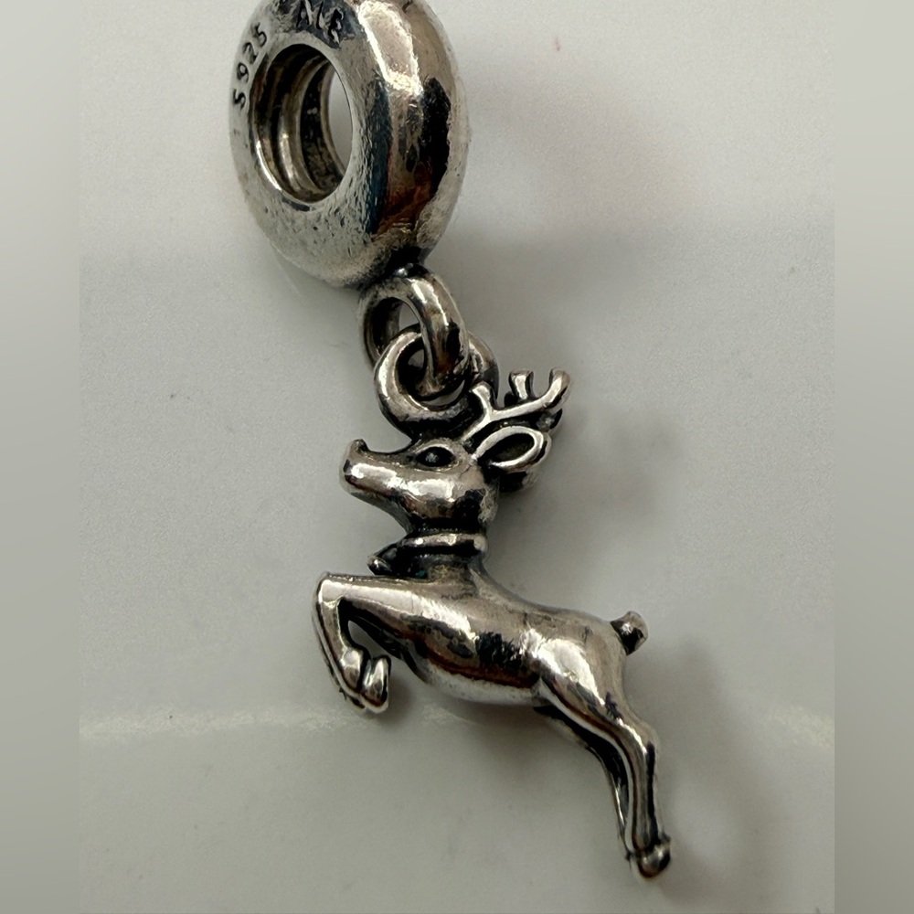 Pandora Retired Reindeer Dangle Charm S925 ALE